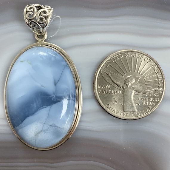 Opal (blue Owyhee) pendant for necklace healing c… - image 3