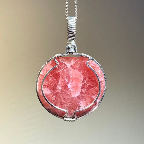 Silver Double Wire Rhodochrosite Pendants Silver Double Wire Rhodochrosite Pendants
