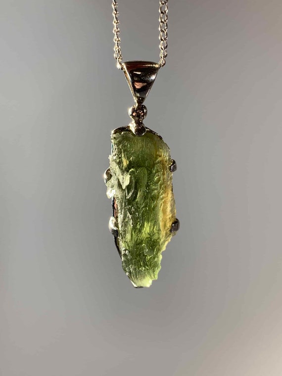 Natural Rough Moldavite Stone Pendant – Genuine Czech Mineral Crystal Gift