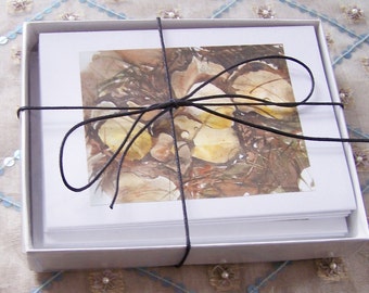 Boxed set of 8 note cards printed from original art by Laurie Adams.