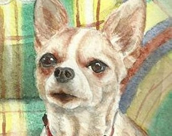 Custom painted pet portrait - watercolor pet portrait - one pet - custom portrait from your photo. custom watercolor painting.