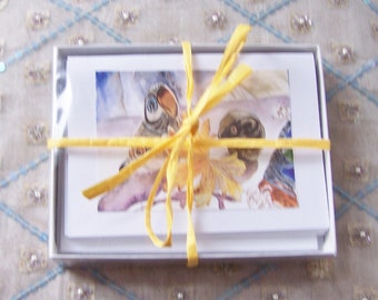 Boxed set of 8 note cards printed from original art by Laurie Adams.