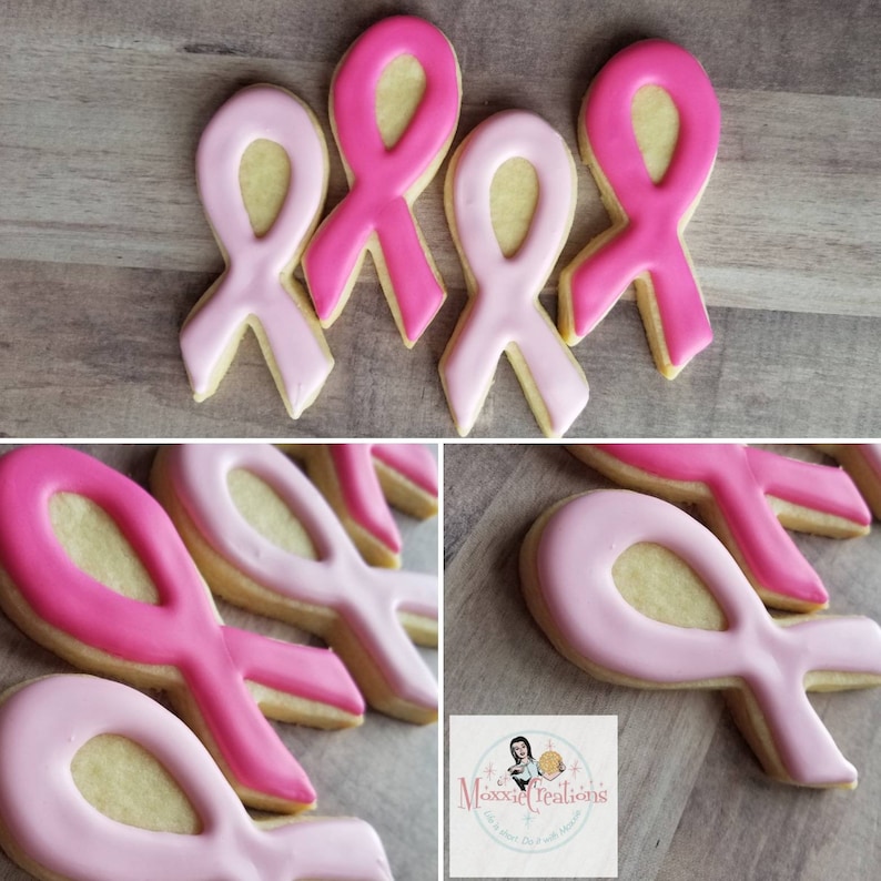 Breast Cancer Awareness Ribbon Cookies Etsy