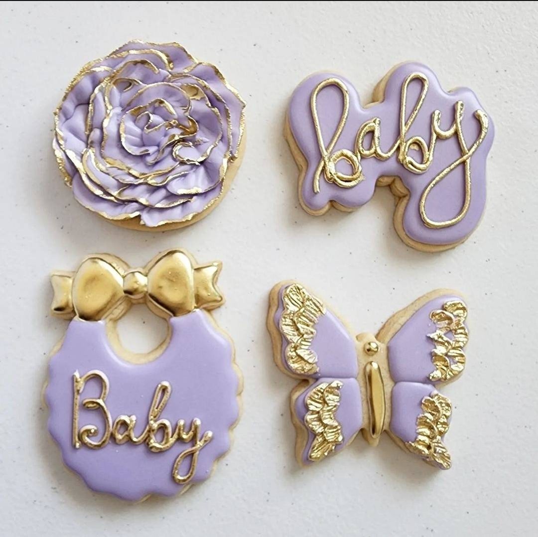 Lavender Butterfly Baby Shower Cookies Etsy