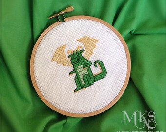 Little Green Dragon - Cross Stitch Pattern - Instant Download