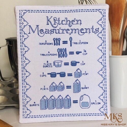 Kitchen Cross Stitch Pattern Measurement Conversion Chart Etsy