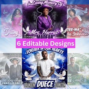Editable Memorial Program Templates: Celebration of Life, Funeral (Canva Pro, Instant Download)