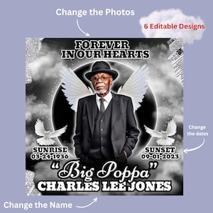 Editable Memorial Program Templates: Celebration of Life, Funeral (Canva Pro, Instant Download)