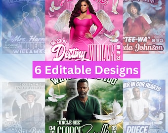 Bearbeitbare Gedenkprogrammvorlagen: Canva Funeral & Obituary Designs (Digitaler Download))