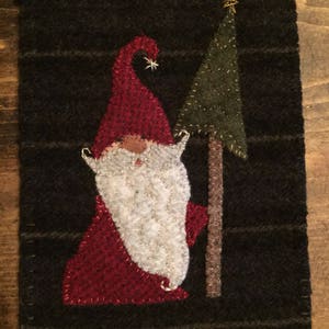 Wool  appliqué pattern &quot; Nicholas Gnome&quot;  5.5&quot; x 8.5&quot;