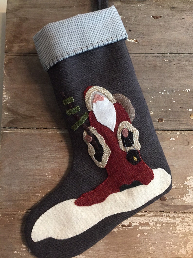 Father Christmas Stocking Wool Appliqué Pattern Etsy Canada