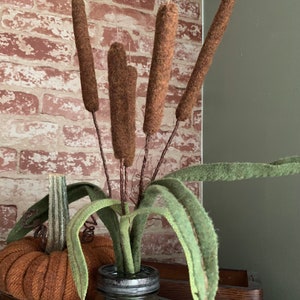 Tails from the Marsh-pattern.  (wool cattails)- pumpkin sold separately