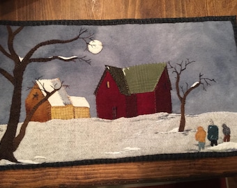 Home Before Dark- PDF pattern- wool appliqué