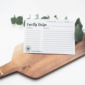 Familie Rezept Kartenvorlage, Brautparty, Rezeptkarte zum Ausdrucken, Einweihungsparty Brautparty Geschenk, sofortiger digitaler Download, mit Liebe gemacht