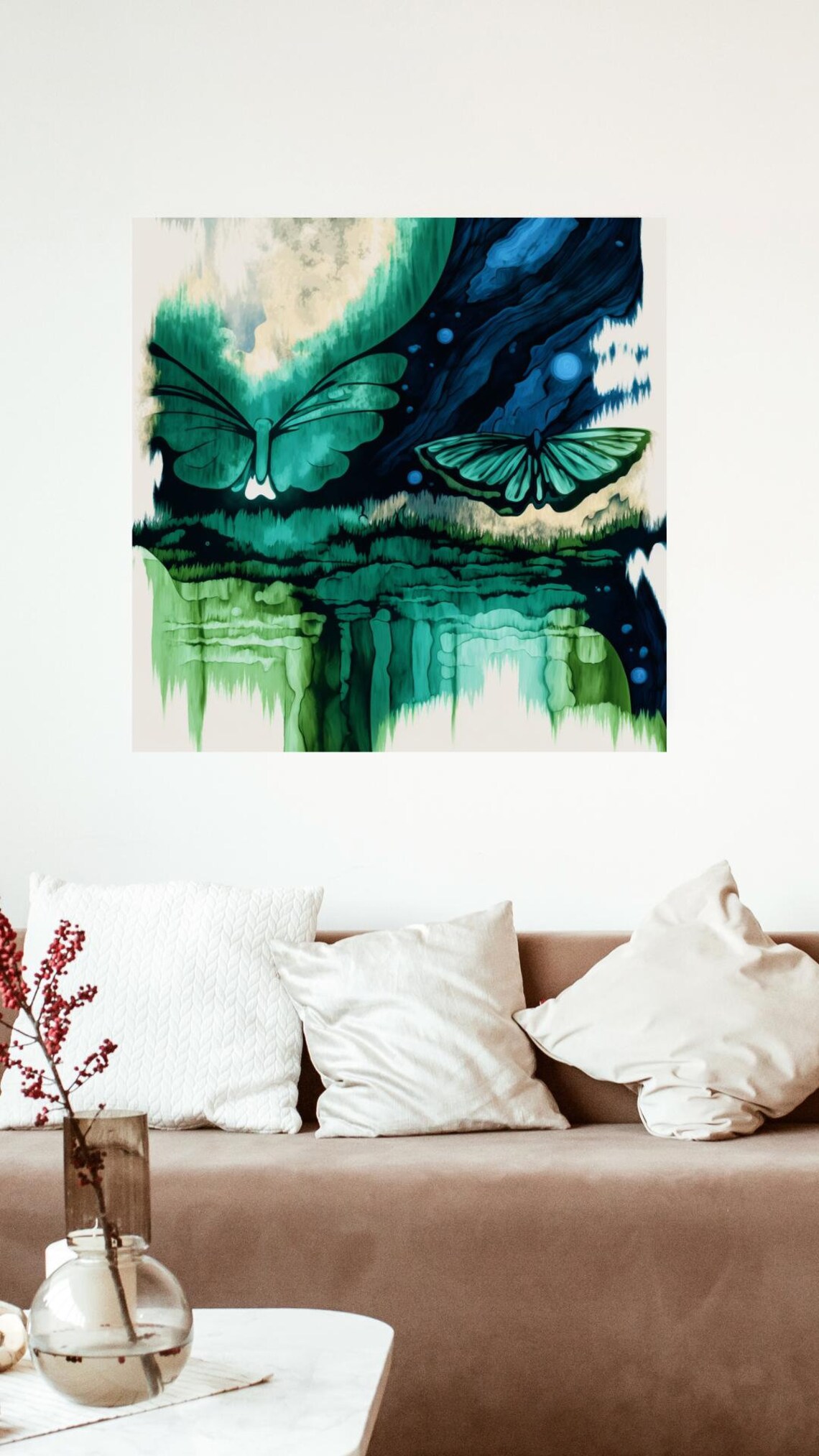 Abstract Moon Moth Water Color Poster Print Wall Art Abstract Moth ...