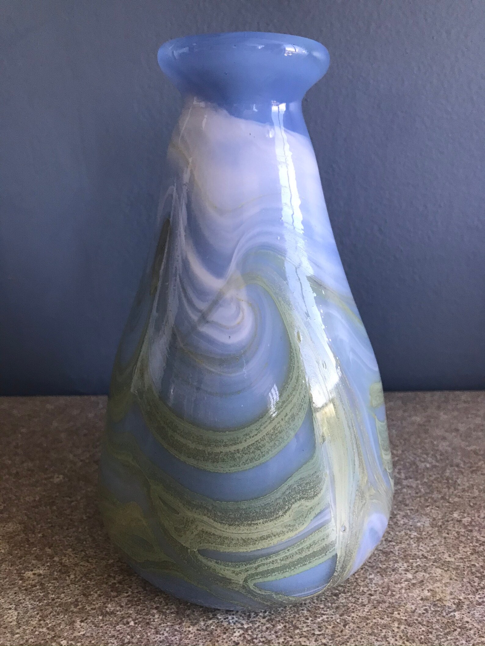 1970s Studio Art Glass Vase Signed and Dated Etsy