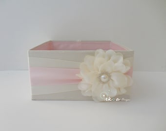 Wedding Program Box / Amenities Box / Open Box / Wedding Bubble box / Wedding Advice box / Wedding favor box (Ivory & Blush Pink)