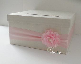 Wedding card box / wedding gift card box / wedding money box / wedding card box holder / 1 Tier (Ivory & Blush Pink)