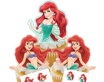 Ariel Cupcake Toppers: Printable Little Mermaid Party Decor (Digital Download)