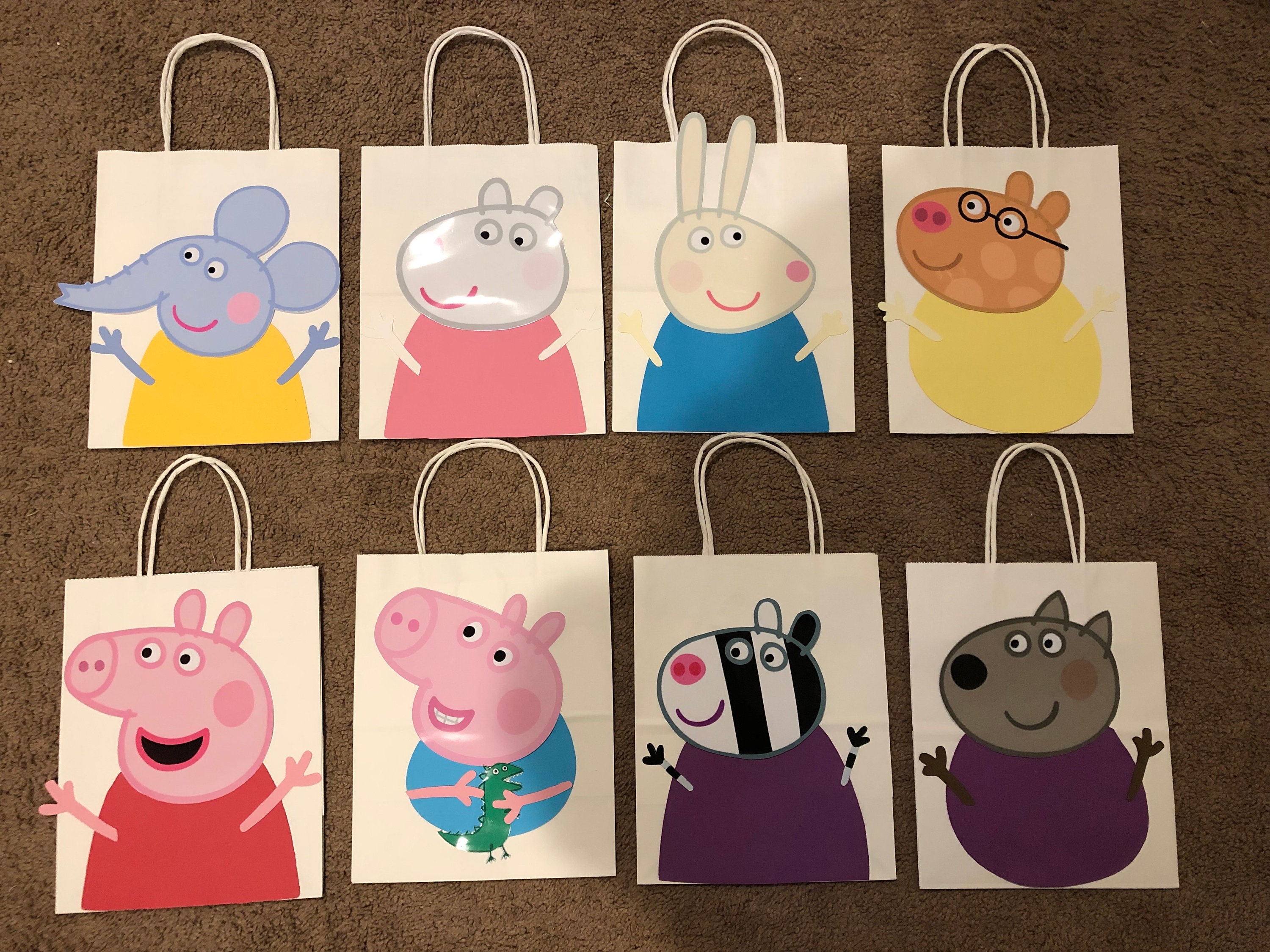 7 Peppa Pig Birthday Favor Bags Cartoon Party Bags Great for