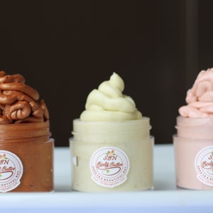 Luxurious Whipped Body Butter Spa Gift Set for Her - Shimmer, Shea, and Peppermint Foot Cream Trio