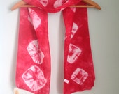 Hand Dyed Red Silk Scarf 54"