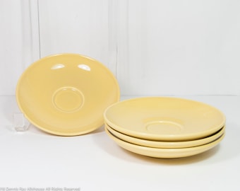 Fris Holland (4) yellow saucers, dipping bowls, mid century ceramic saucers in a fun color - a light mustard yellow