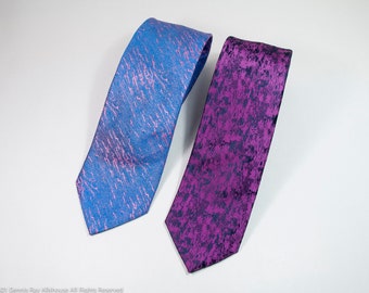 2 textured silk ties made in England, magenta and blue, one by Smith & Rutherford London, fabulous wedding ties!