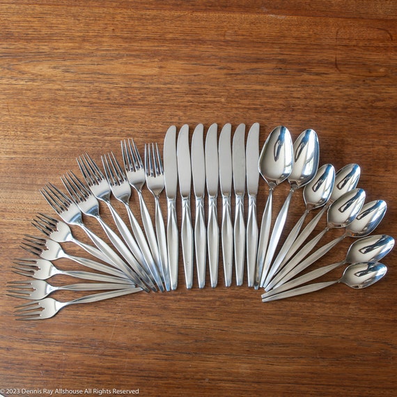 Mid Century Wm. Rogers Concept Stainless Flatware, MCM Stainless