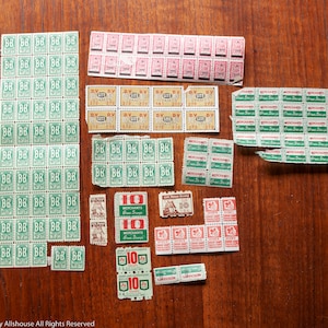 Green stamps for journals and scrapbooks, midcentury vintage S&H style stamps, Merchant, Spires, and more