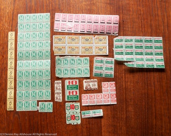 Green stamps for journals and scrapbooks, midcentury vintage S&H style stamps, Merchant, Spires, and more