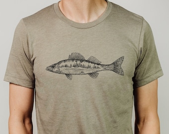 Walleye Fishing Shirt, Gift For Fisherman, Up North T-Shirt, Unisex Crewneck, Father's Day Gift, Gift for Dad, Boyfriend Gift, Fishing Lover