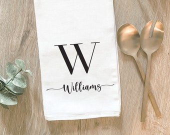 Personalized Initial Tea Towel: Farmhouse Kitchen Decor