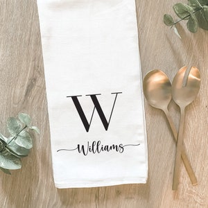 Personalized Initial Tea Towel: Farmhouse Kitchen Decor