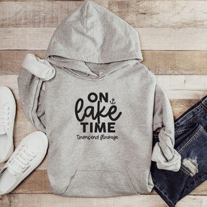 Personalized On Lake Time Hoodie: Unisex Cotton-Blend Lake Lover Sweatshirt