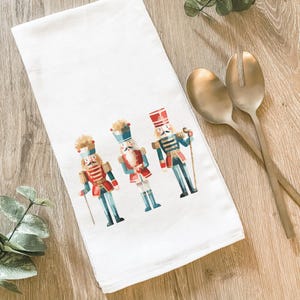 Nutcracker Tea Towel, Christmas Kitchen Decor, Holiday Nutcrackers, Holiday Kitchen Linen, Dish Towel, Host Gift, Hostess Gift