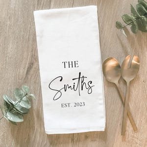 Personalized Last Name Tea Towel: Farmhouse Kitchen Decor
