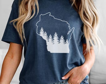 Up North Evergreen Wisconsin Graphic T-Shirt: Wisconsin Outdoors, Bella Canvas Tee