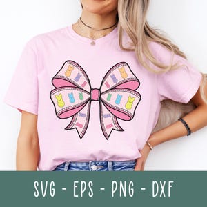 Easter Bunny Coquette Bow PNG, Peeps Bow SVG, Trendy Easter Shirt, Easter Bow Clipart, Marshmallow Easter Candy Peeps Cut File Cricut
