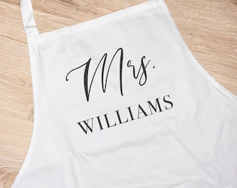 Delantal de cocina personalizado para señora, delantal de cocina personalizado con bolsillos, regalo para despedida de soltera, regalo para ella, regalo de boda