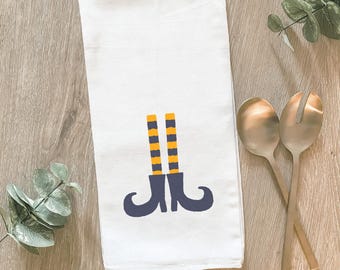 Halloween Witch Feet Tea Towel: Spooky Kitchen Decor