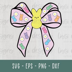 Easter Bunny Bow PNG, Easter Coquette Bow SVG, Marshmallow Easter Candy Shirt, SVG, Cut File Cricut, Trendy Easter png