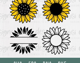 Zonnebloem clipartbundel: SVG, png, vector gesneden bestand (digitale download)