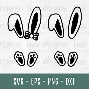 Easter Bunny Ears and Feet SVG, Easter Bunny Hands Feet PNG, Easter Rabbit Ears, Silhouette - Cricut Cut File, Easter Rabbit Ears PNG