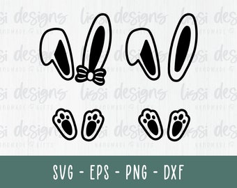 Easter Bunny SVG Ears and Feet - Digital Cut File - svg - png -Printable Clipart - Easter Rabbit Ears - Silhouette - Cricut - Easter Basket