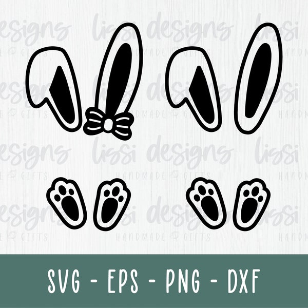 Easter Bunny SVG Ears and Feet - Digital Cut File - svg - png -Printable Clipart - Easter Rabbit Ears - Silhouette - Cricut - Easter Basket