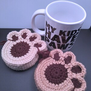 Pet Paw Crochet Coasters - Set of 4 each color