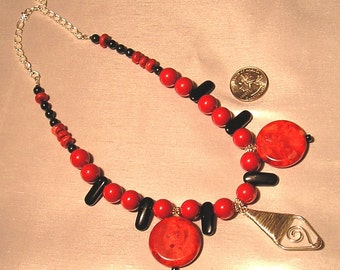 Red Coral & Silver necklace