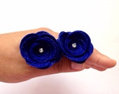 Blue Ponytail Holders. Blue felt rose ponytail holders. Flower Ponytail Holders,