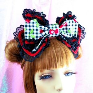 Alice Bow-lolita headbow-black bow-gothic lolita bow-lolita hair accessory-gothic headdress-kawaii accessory-creepy cute accessory